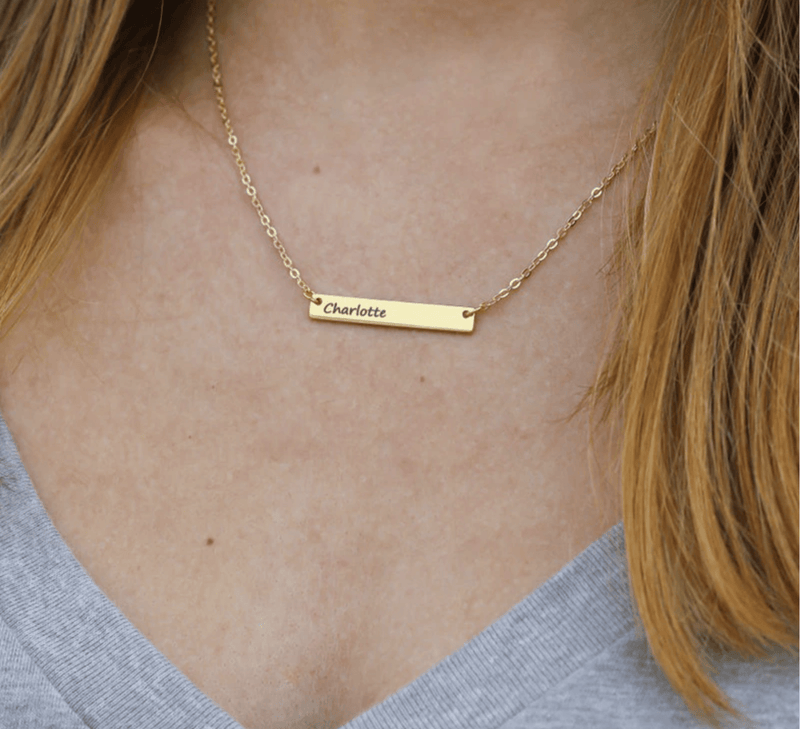 Engraved Plate - Personalized Bar Necklace